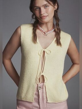By Anthropologie Front-Tie Knit Top